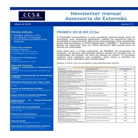 Newsletter março - 2018