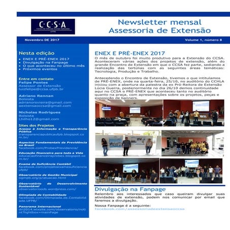 Newsletter novembro  2017 - assessoria de extensão do ccsa