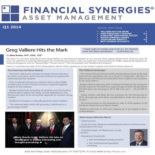 Q1 2014 Newsletter