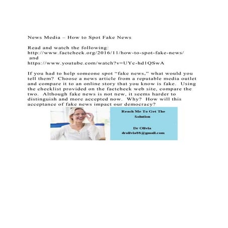 News Media – How to Spot Fake NewsRead and watch the followi | DOCX
