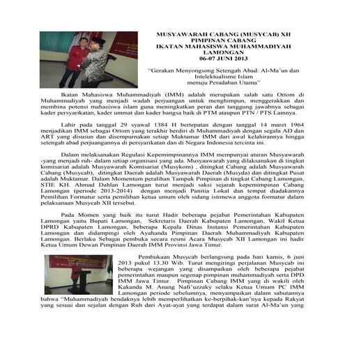 Musyawarah Cabang (Musycab) XII PC IMM LAMONGAN