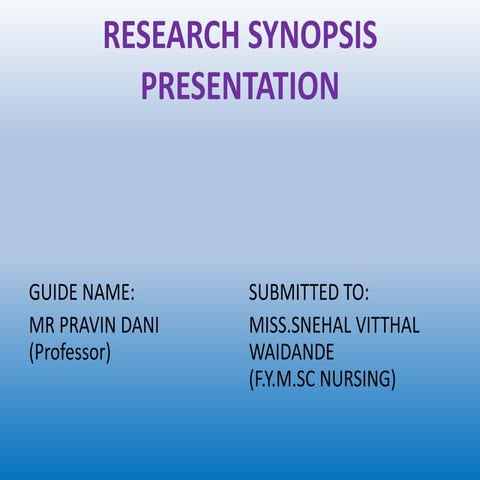 research synopsis