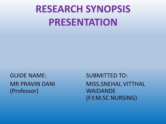 Synopsis presentation ppt 2 | PPT