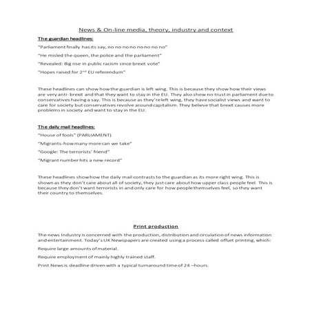 News and on line media 