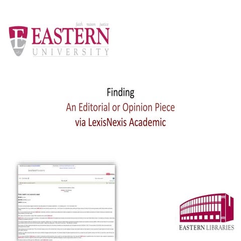 Finding an Editorial or Opinion Piece via LexisNexis Academic