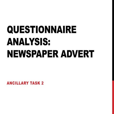 Questionnaire Analysis-Newspaper Advert