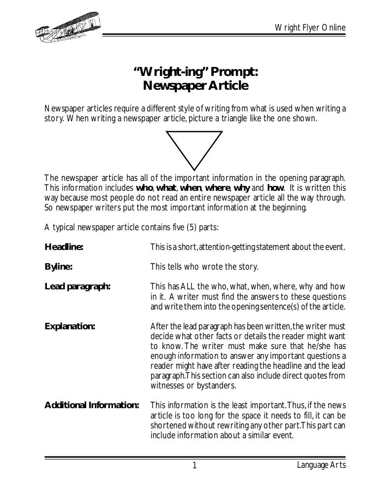 What are the different parts of a newspaper article?