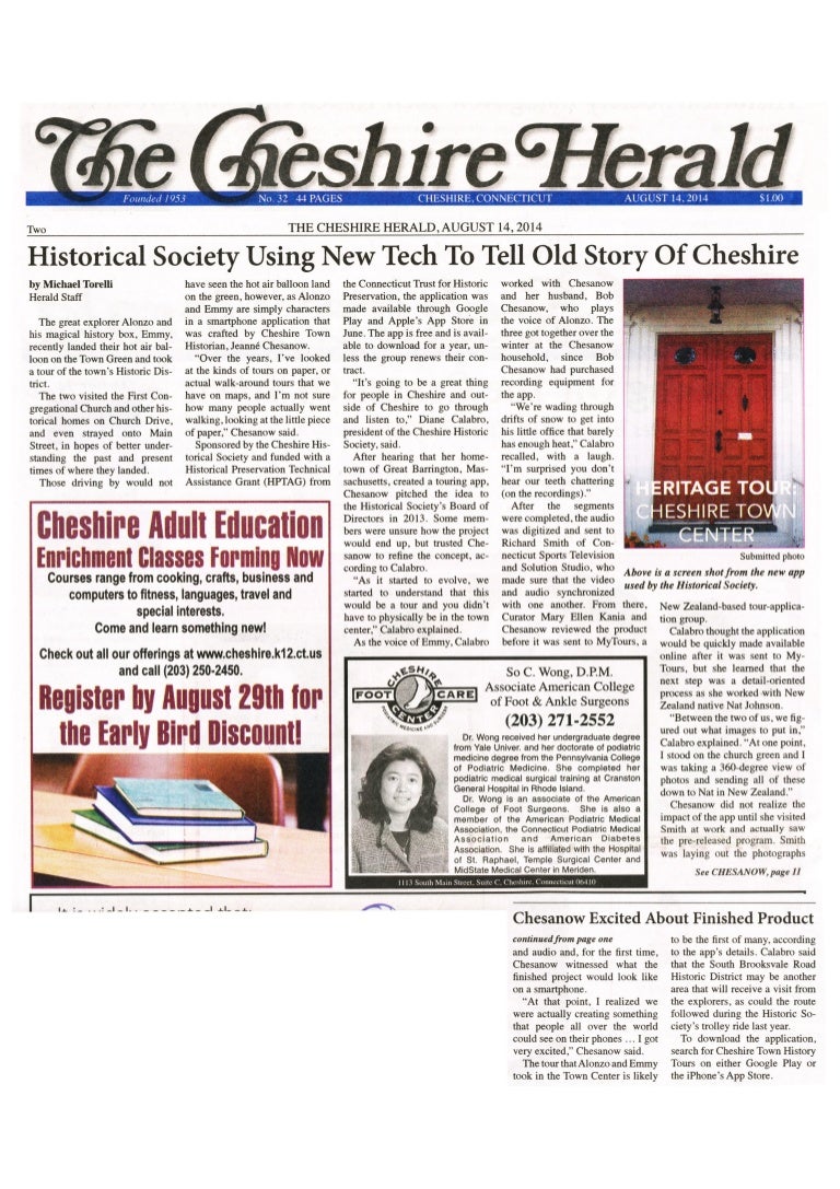 Cheshire Herald Article on Mobile App