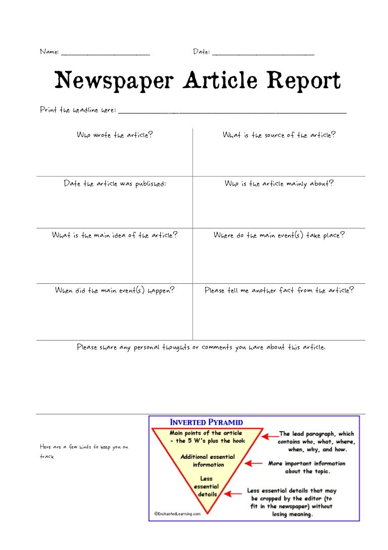 newspaper article review example