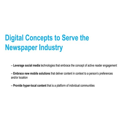 Digital Concepts to Serve the Newspaper Industry