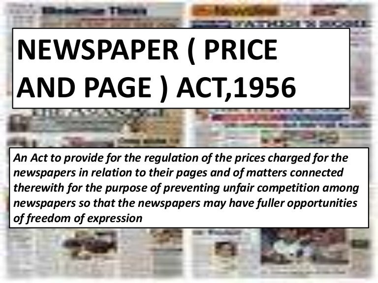 Newspaper price and page act,1956