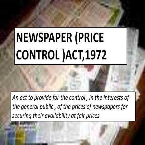 Newspaper price control act
