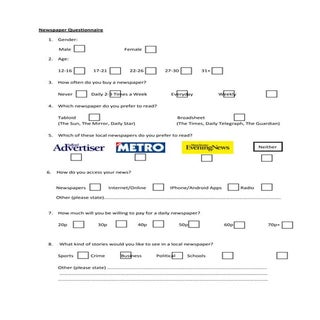 Newspaper Questionnaire