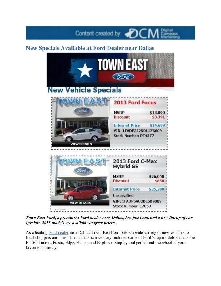 New Specials Available at Ford Dealer near Dallas