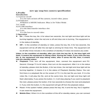 New spy soap box camera specification-spy soap box hidden camera operation guide