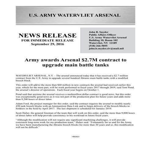 Newsletter from the U.S. Army's Watervliet Arsenal - Sept. - Oct. 2025 ...