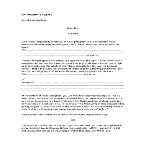 Press Release Template | PDF