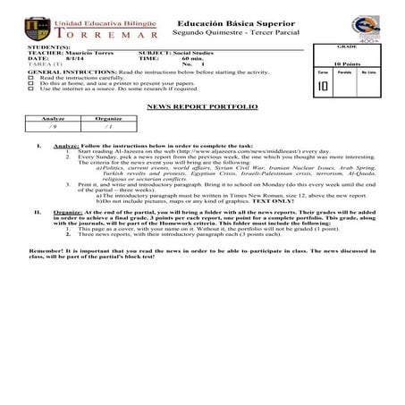 News Report Assignment | DOCX | Educational Assessment | Education