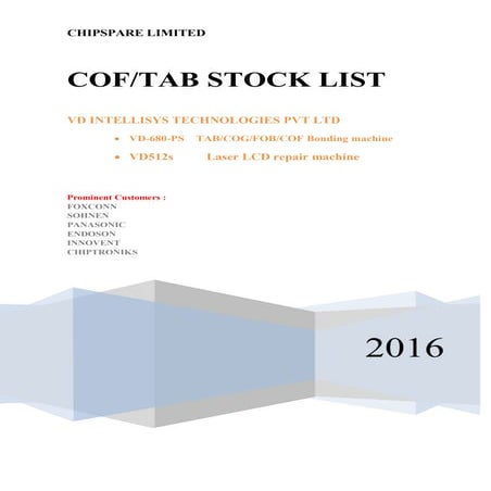 LED LCD COF/TAB stock list