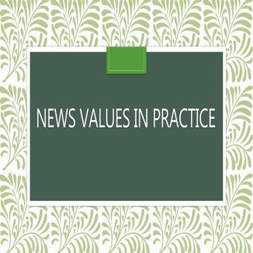 News values in practice