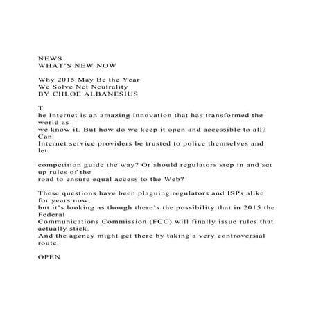 NEWSWHAT’S NEW NOWWhy 2015 May Be the Year We Solve Ne.docx