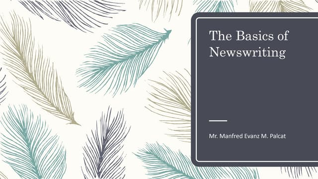 Basics of Newswriting