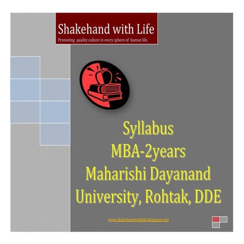 New Syllabus MBA 2yrs MDU DDE, Rohtak