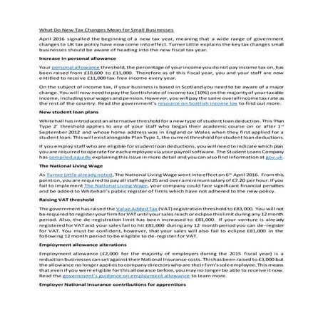 Turner Little discuss: What Do New Tax Changes Mean for Small Businesses 