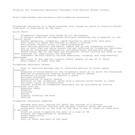 Trigical for Trigeminal Neuralgia Treatment
