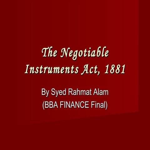 the negotiable instruments act 1881