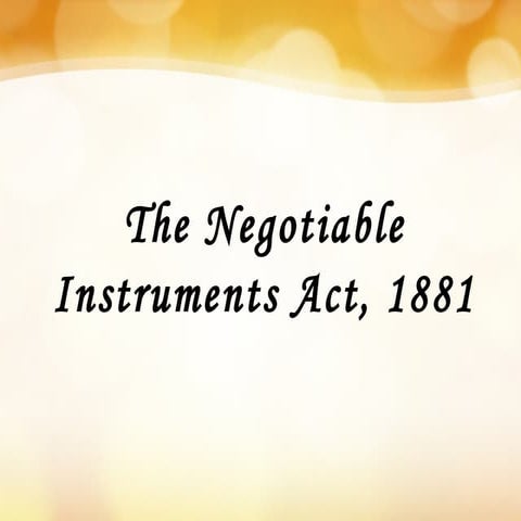 Negotiable Instruments Act 1881