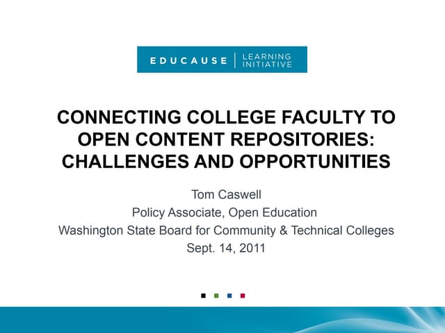 Connecting College Faculty to Open Content Repositories: Challenges and Oppor...