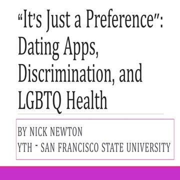"It's Just a Preference": Dating Apps, Discrimination, and LGBTQ Health