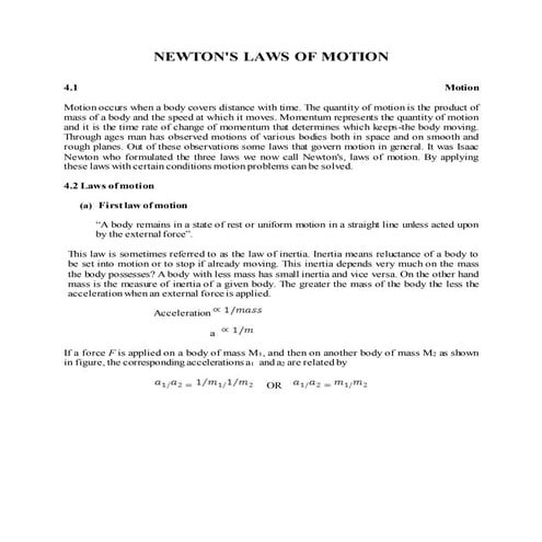 Newtons laws of motion