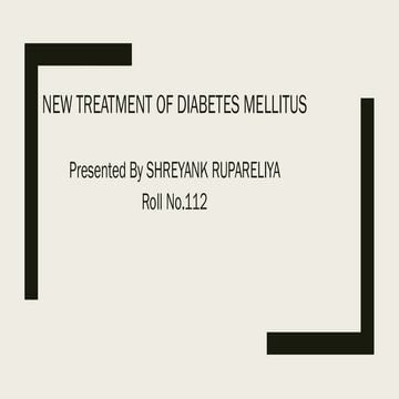 New Treatment Of Diabetes Mellitus Pdf