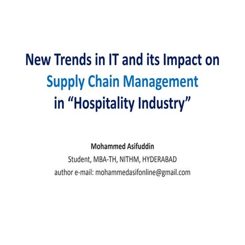 New trends in it and its impact on supply chain management  ppt