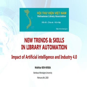New trends and skill in library automation: impact of Artificial Intelligence...