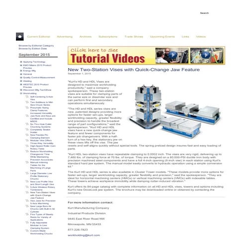 New Two Station Vises with Quick-Change Jaw Feature