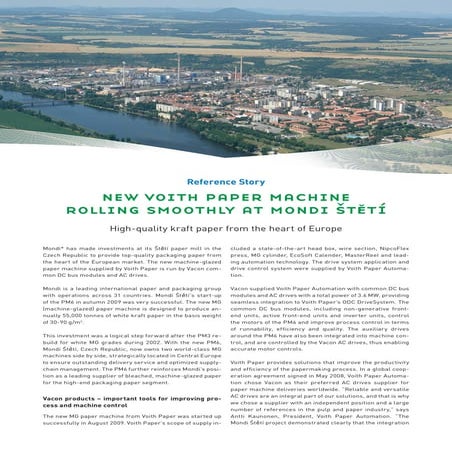 New voith paper machine rolling smoothly at Mondi Štetí