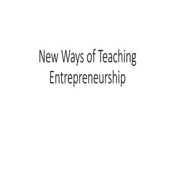 New ways of teaching entrepreneurship