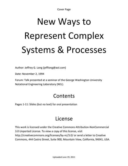 New ways to represent complex systems and processes