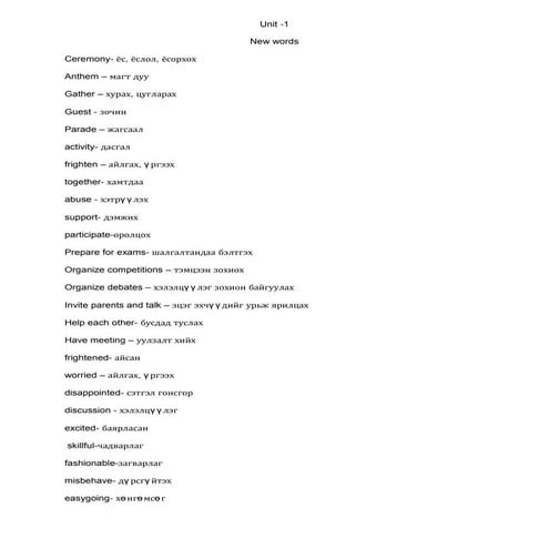 Англи хэлний байнга хэрэглэгддэг 200 үгс | DOCX