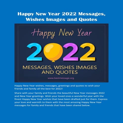 Best Happy New Year Wishes, New Year Messages & Quotes for Friends, Family 2022