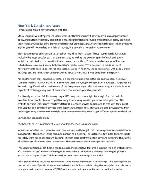 New york condo insurance