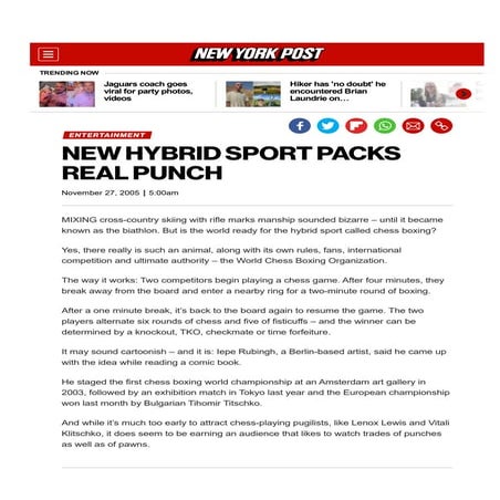 NEW YORK POST CHESSBOXING