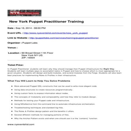 New york puppet practitioner training