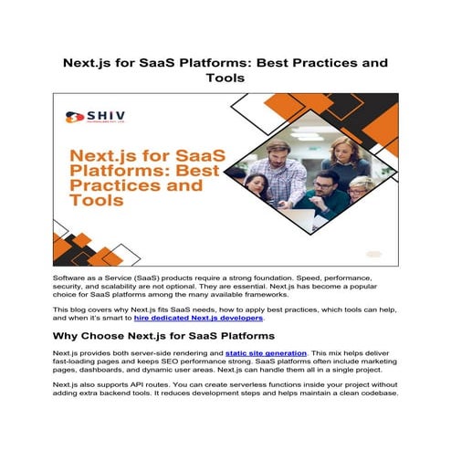 A Comprehensive Guide to Next.js for SaaS Platforms and Tools