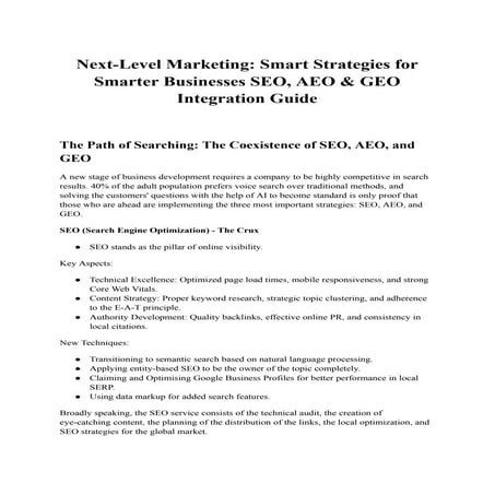 Next-Level Marketing: Smart Strategies for Smarter Businesses SEO, AEO & GEO ...