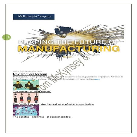 Next frontier for lean manufacturing  From Mc Kinsey & Company 