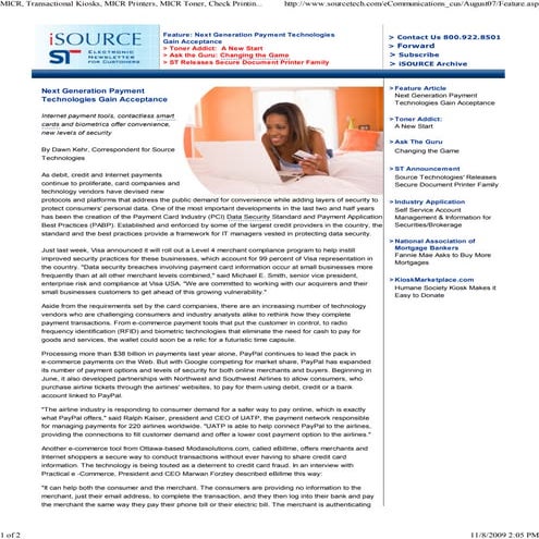 Next generation payment technologies gain acceptance